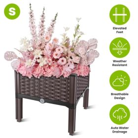 Outdoor Raised Garden Bed With Legs Elevated Planter Box With Self-watering System For Garden Patio Balcony Vegetables Flowers Herbs PP Plastic Box Ea (Option: S)