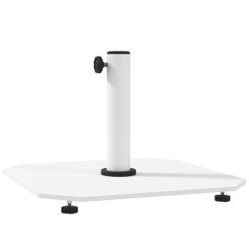 Square Patio Umbrella Base, 41 Lbs Metal Umbrella Stand Base With Adjustable Foot Pads, Heavy Duty Patio Umbrella Holder For 1.31.51.9 Umbrella Poles (Option: White)